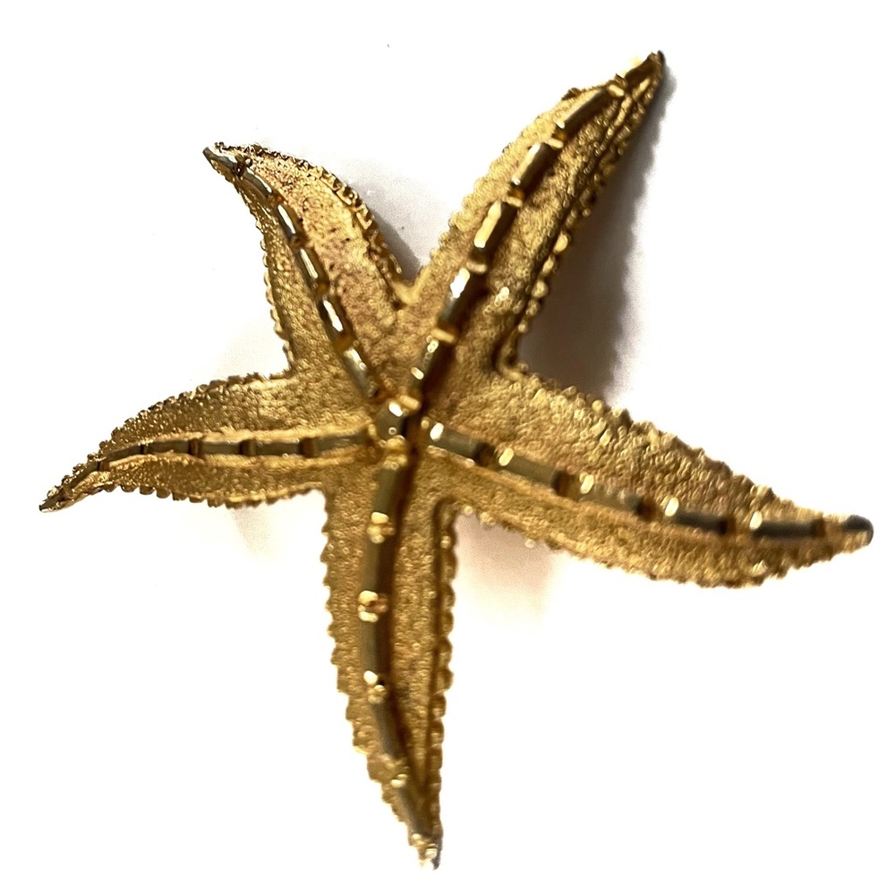 Vintage Retro Costume Gold-tone Starfish Nautical pin brooch